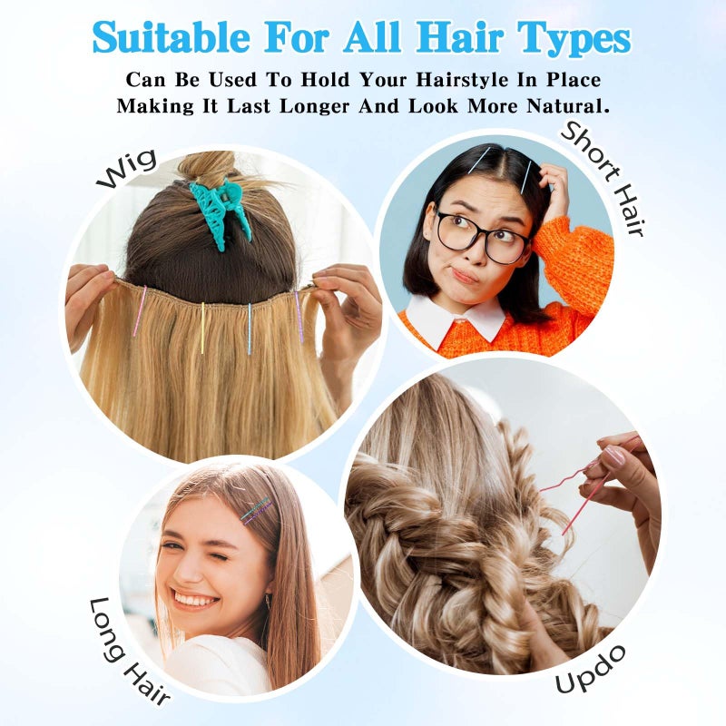 AOZUO Colorful Bobby Pins, 50pcs 2.2 Inch Mini Hair Pins Metal Hair Clips Hairpins Barrettes Accessories for Women Gilrs Buns Long Straight Curly Hair Various Hairstyles (Wavy Style) - Image 3